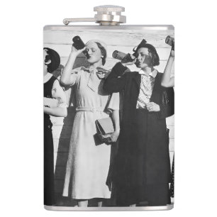  Beer Drinkers Vintage 1930's Photograph  Hip Flask