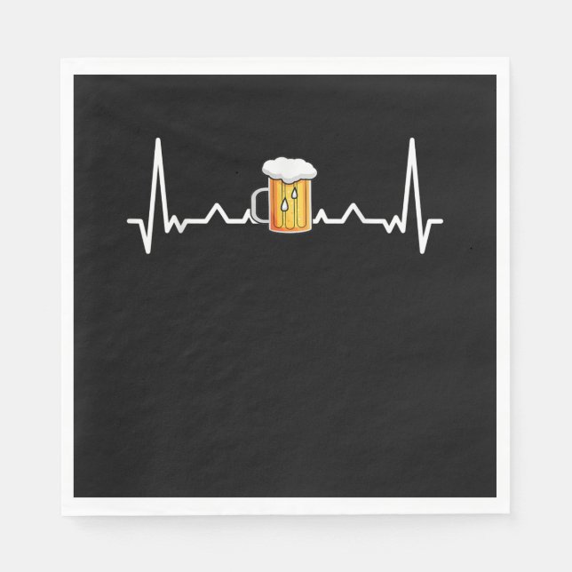 Beer Drinking Alcohol Heartbeat Gift Napkin (Front)