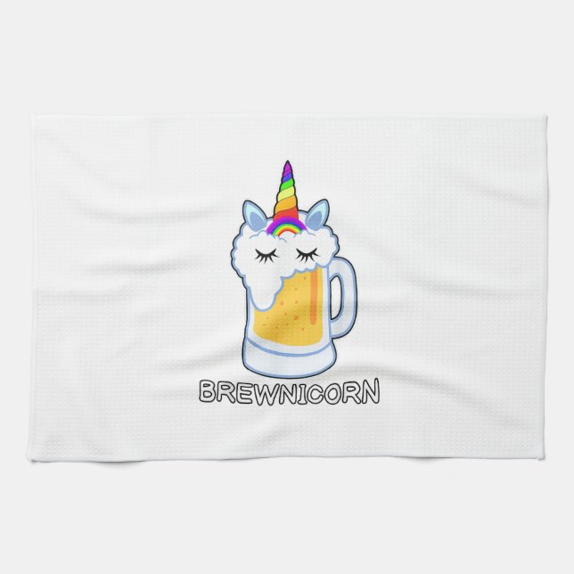 Beer Drinking Brewnicorn Cute Unicorn Party Brew M Kitchen Towel (Horizontal)