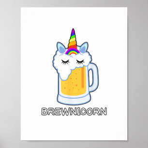 Beer Drinking Brewnicorn Cute Unicorn Party Brew M Poster