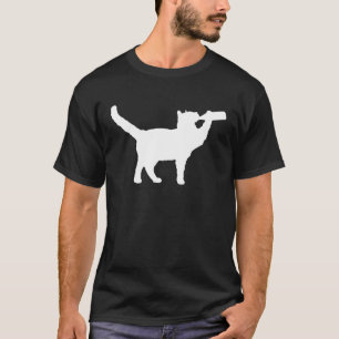 Beer Drinking Cat Bottle Pet Drink Humour Alcohol T-Shirt