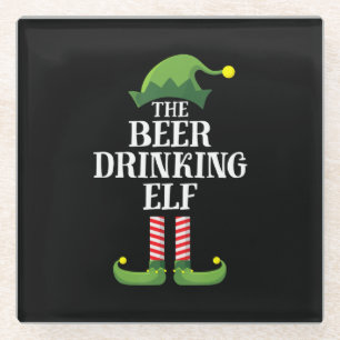 Beer Drinking Christmas Birthday Glass Coaster