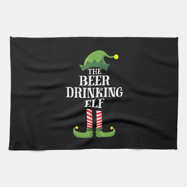 Beer Drinking Christmas Birthday Kitchen Towel (Horizontal)