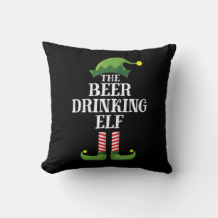 Beer Drinking Christmas Birthday Throw Pillow