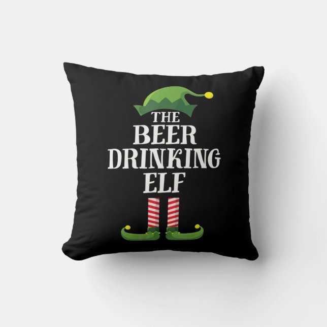 Beer Drinking Christmas Birthday Throw Pillow (Front)