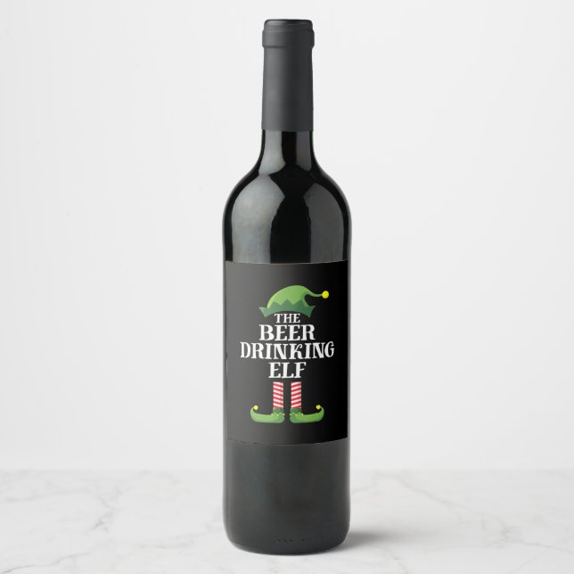 Beer Drinking Christmas Birthday Wine Label (Front)