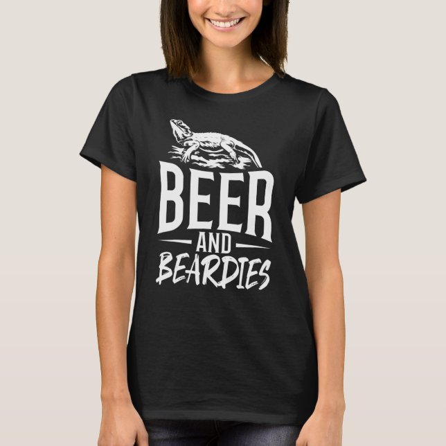 Beer Drinking Costume Bearded Dragon Owner Reptile T-Shirt (Front)