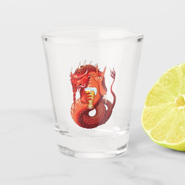 Beer Drinking Dragon Shot Glass (Front)
