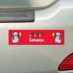 Beer-drinking Drunk Snowman Thunder_Cove Bumper Sticker