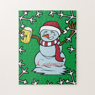 Beer-drinking Drunk Snowman Thunder_Cove Jigsaw Puzzle