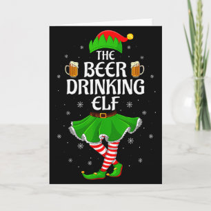 Beer Drinking Elf Christmas Family Girl Women Elf  Card