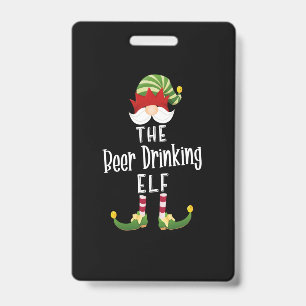 Beer Drinking Elf Group Christmas Birthday Badge