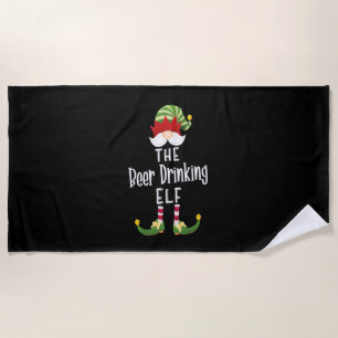 Beer Drinking Elf Group Christmas Birthday Beach Towel