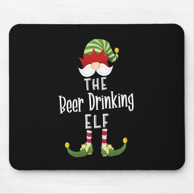 Beer Drinking Elf Group Christmas Birthday Mouse Pad (Front)