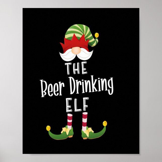 Beer Drinking Elf Group Christmas Birthday Poster (Front)