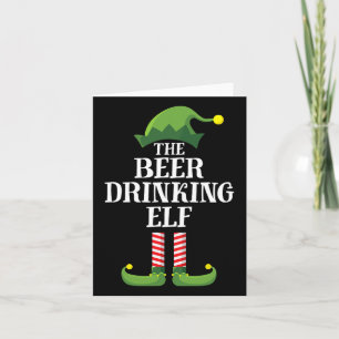 Beer Drinking Elf Matching Family Group Christmas  Card
