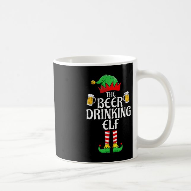 Beer Drinking Elf Matching Family Group Christmas  Coffee Mug (Right)