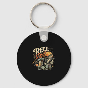 Beer drinking fishing dad retro vintage father's keychain