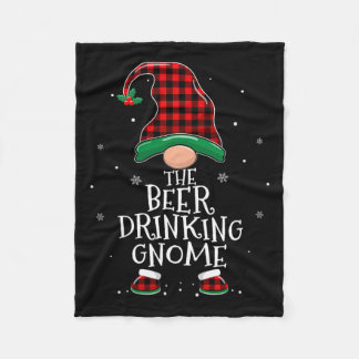 Beer Drinking Gnome Xmas Family Matching Christmas Fleece Blanket