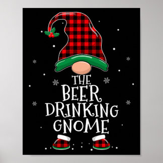 Beer Drinking Gnome Xmas Family Matching Christmas Poster