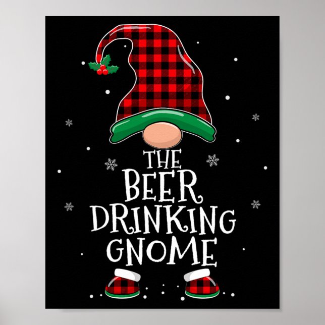Beer Drinking Gnome Xmas Family Matching Christmas Poster (Front)