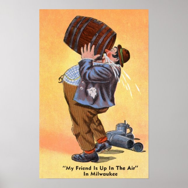 Beer Drinking Man Bar Tavern Vintage Poster (Front)