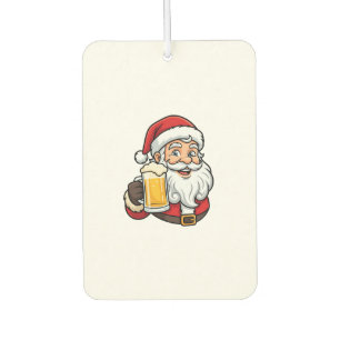 Beer Drinking Santa Claus Christmas Graphic Air Freshener