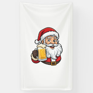 Beer Drinking Santa Claus Christmas Graphic Banner