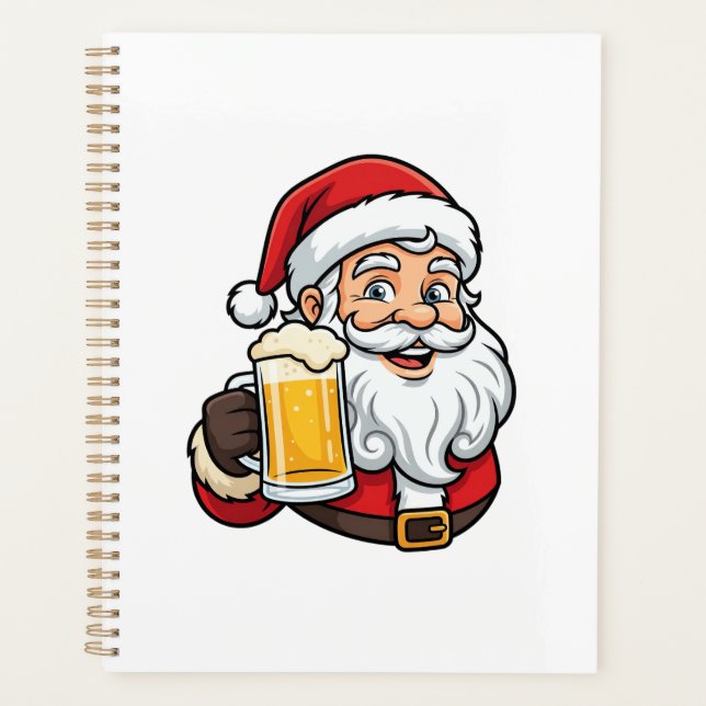 Beer Drinking Santa Claus Christmas Graphic Planner (Front)