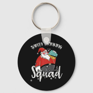 Beer Drinking Santa Xmas Beer Drinker Funny Christ Keychain