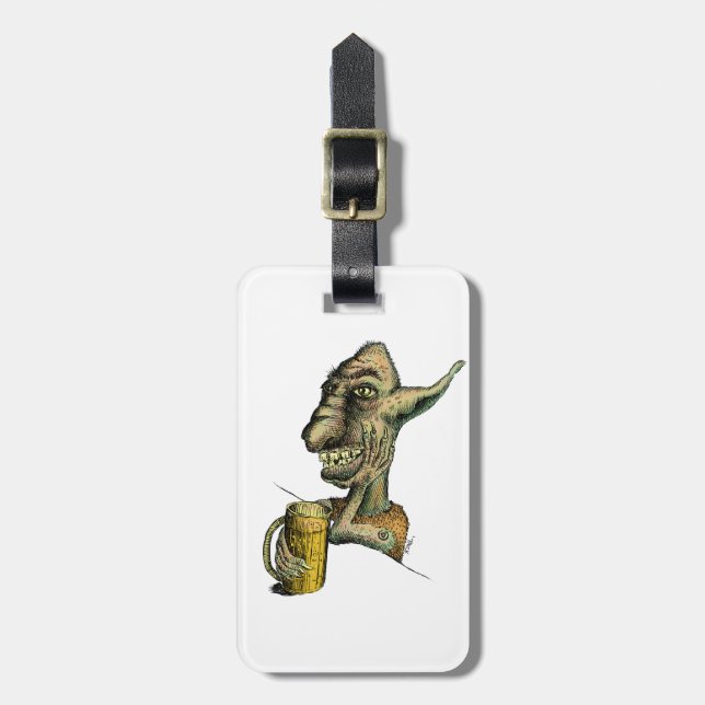 Beer Drinking Troll Luggage Tag (Front Vertical)