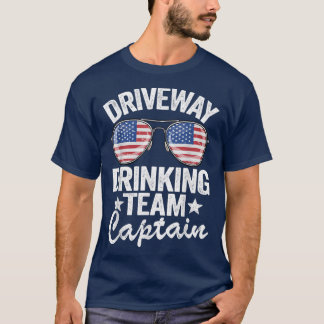 Beer Driveway Drinker US Flag Driveway Drinking Te T-Shirt