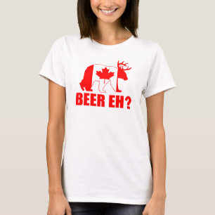 BEER EH? Funny Bear Deer Canadian Flag T-shirt