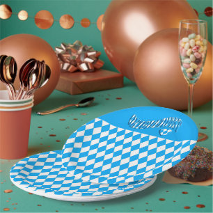Beer Festival Bavarian Flag Pattern Oktoberfest Pa Paper Plate