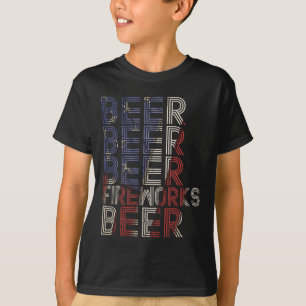 Beer Fireworks Retro 4th Of July Party Parade Drin T-Shirt