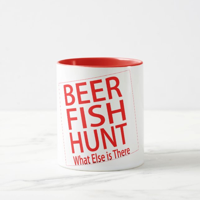 beer fish hunt what else cool funny design coffee mug (Center)