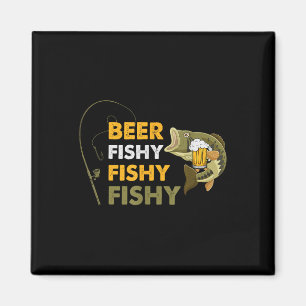 Beer Fishy Fishy Fishing Lover Fisherman Retro Vin Magnet