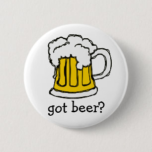 Beer! Frothy Bubbly Mug of Brew 2 Inch Round Button