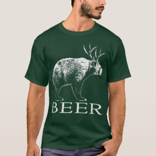 Beer Funny Cross Bear Plus Deer equals Beer Drinki T-Shirt