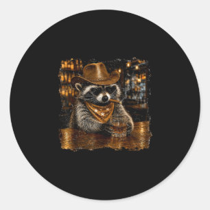 Beer funny raccoon western 4th of july anniversary classic round sticker