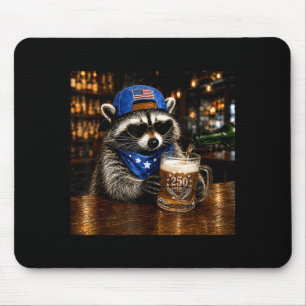 Beer funny raccoon western 4th of july anniversary mouse pad
