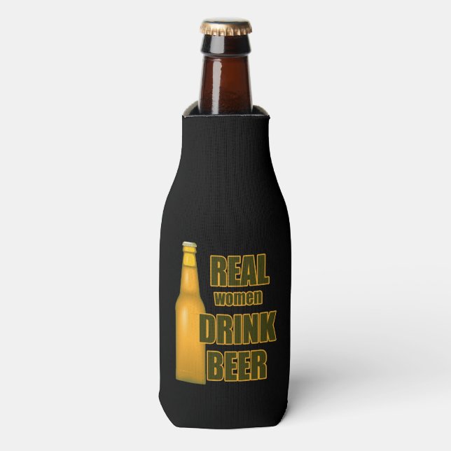 Beer Funny Real Women Bottle Cooler (Bottle Front)