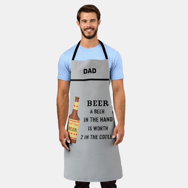 Beer Funny Saying Beer in hand Name Personalize Apron (Worn)
