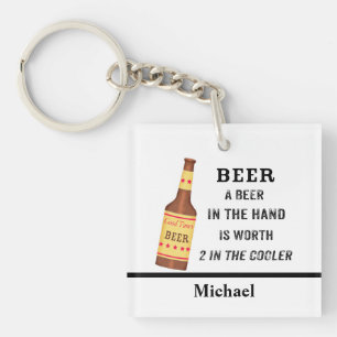 Beer Funny Saying Beer in hand Name Personalized Keychain