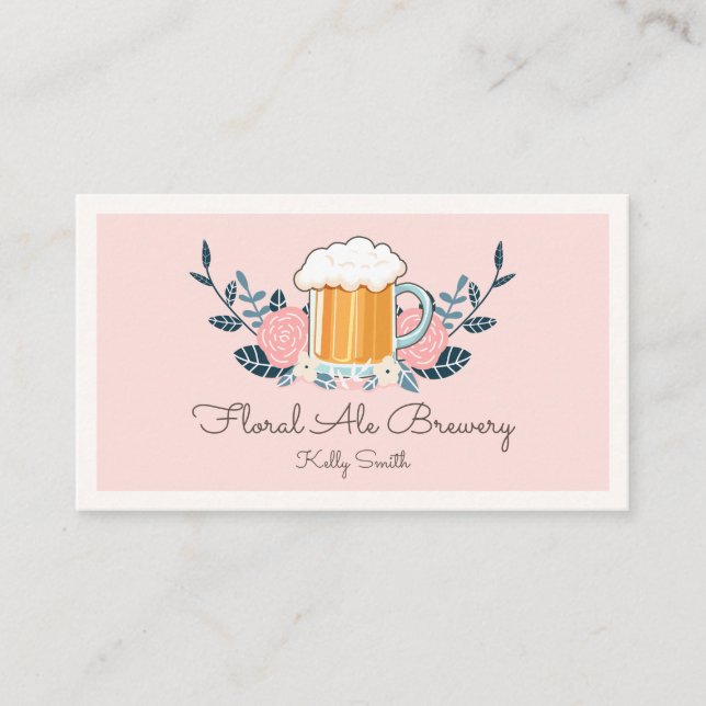 Beer glass and flowers business card (Front)