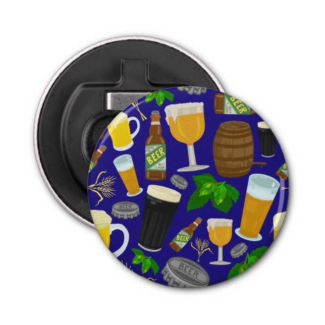 Beer Glass Bottle Hops and Barley Pattern 2 Bottle Opener (Front)