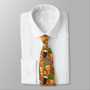 Beer Glass Bottle Hops and Barley Pattern Tie