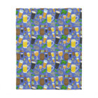 Beer Glass Bottle Hops Barley Pattern Blue Brewery