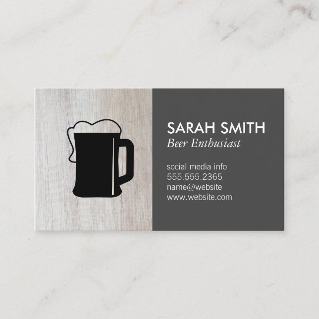 Beer Glass | Brewery | Wood Brewery Business Card (Front)