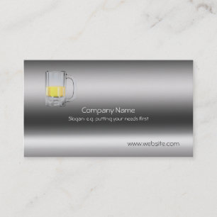 Beer Glass on metallic-look template Business Card